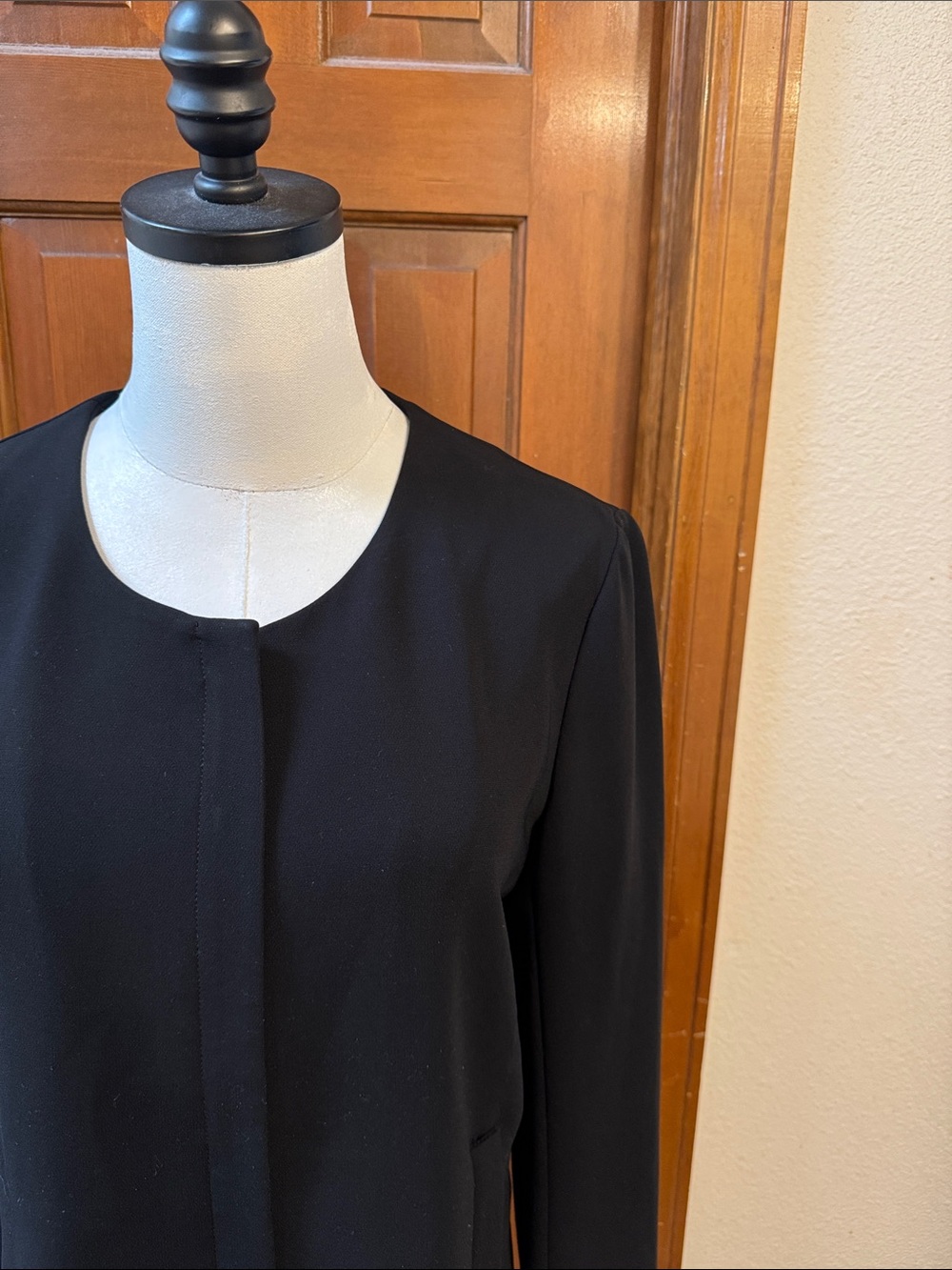 Theory Black Collarless Blazer Jacket Size 6